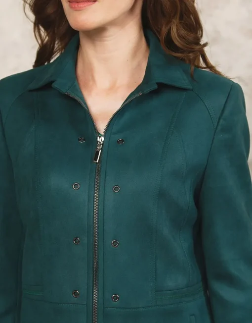 Veste aspect suédine vert