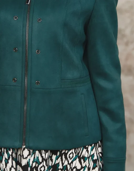 Veste aspect suédine vert