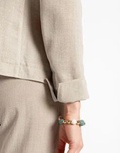 Veste beige col tailleur