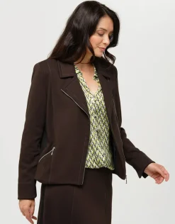 Veste bi-matière marron