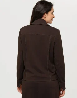 Veste bi-matière marron