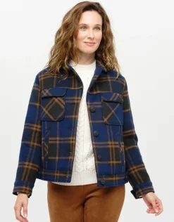 Veste carreaux bleu laine