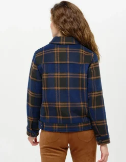 Veste carreaux bleu laine