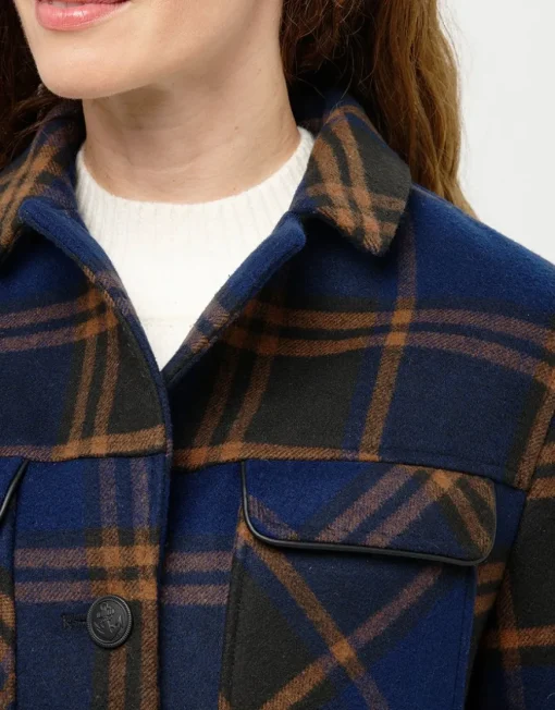 Veste carreaux bleu laine