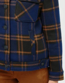 Veste carreaux bleu laine