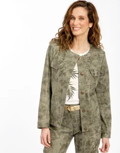 Veste jean imprimée kaki
