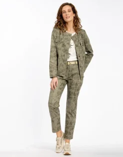 Veste jean imprimée kaki